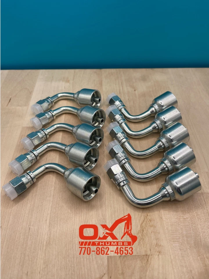 "10 accesorios de prensado de manguera hidráulica Parker Style 13943-6-4 manguera de 1/4"" X 3/8"" FJIC 90" Foto 1 de 3