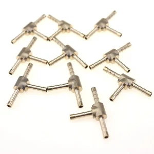 10Pcs HOSE BARB TEE Brass Pipe 3 WAY T Fitting Thread Gas Fuel Water 1/8"4mm - Picture 1 of 7