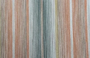 Nico Faded Stripe Fabric GREEN ORANGE Linen Curtain Blind Upholstery Cushion - Picture 1 of 7