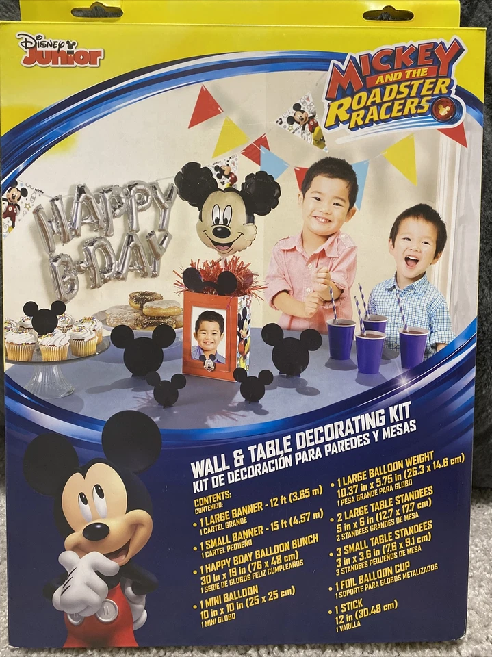 Mickey Mouse Roadster Racers Kit de Decoração de Parede e Mesa Festa Aniversário Novo Conjunto - Imagem 1 de 1