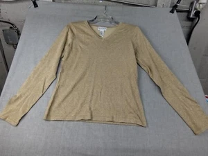 Jaclyn Smith Women's Brown Glitter Sparkle Long Sleeve V-Neck Sweat Shirt S USED - Picture 1 of 6