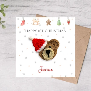 Personalisierte 1. Weihnachtskarte für Jungen Mädchen, Babys erste Weihnachtskarte - Bild 1 von 4