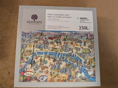 Wentworth - Paris Landmarks Map  - 250 Large Piece Wooden Jigsaw - Complete - Image 1 of 4