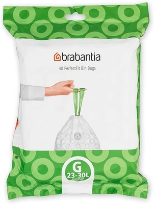 Brabantia PerfectFit Bin Liners G/23-30 Litre Thick Plastic Trash Bags 40 Bags - Image 1 of 4