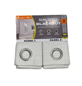 Sun Zero Thermal Insulated Blackout Curtain Drapes 2Pack Pearl 37x63 T05 - Picture 1 of 3