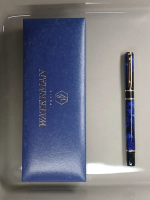 Waterman Laureat Fountain Pen Blue Black Marble Med Nib  - Image 1 of 4