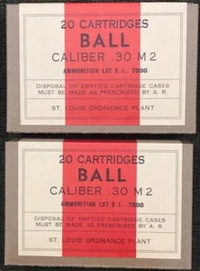 ST. LOUIS ORDNANCE PLANT CAL. .30 M2 BALL WWII NEW REPLICA 20 ROUND AMMO BOXES - Picture 1 of 9