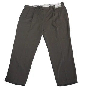 NWT Louis Raphael Mens Sz 42 Tailored Pleated Brown Dress Pants Office Wedding - Picture 1 of 14
