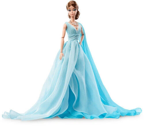Mattel Barbie Fashion Model Collection Blue Chiffon Ball Gown Barbie Doll (DYX74)