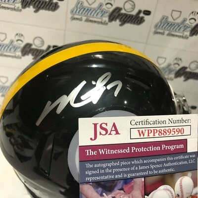 MICHAEL VICK SIGNED AUTOGRAPHED FOOTBALL MINI HELMET-JSA COA PITTSBURGH STEELERS - Image 1 of 3