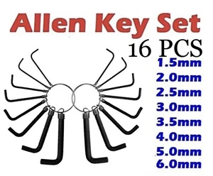16 Pcs Allen Key Set Wrench Key Metric AF Bits Hand Tools Hex Key 1.5 to 6.0" - Picture 1 of 3