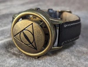 Harry Potter Deathly Hallows Accutime Quartz Watch Spring Lid Black Bands - Picture 1 of 12