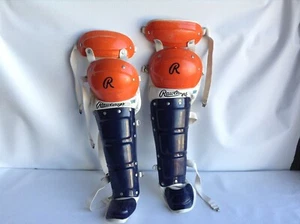 Protectores de piernas juveniles Rawlings Catchers 5DC vintage azul y naranja - Imagen 1 de 9