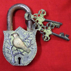 Parrot Design Brass Lock Handmade Vintage Satyle Safety Tricky Lock Home Dec GT1 - Picture 1 of 6