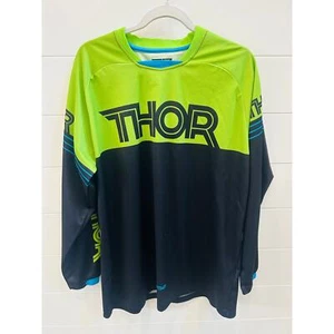 THOR Motocross Jersey Mens Size Large 2016 Phase Hyperion Dirtbike Black Green - Picture 1 of 6