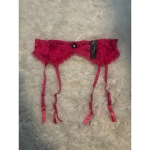 NWT Native Intimates Hot Pink Lace Garter Belt Size L - Picture 1 of 4