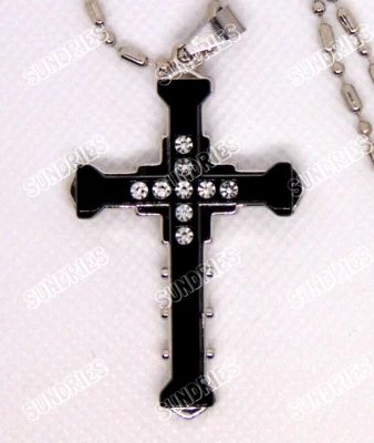 黑曜石十字架项链带锆石(含链子) — 第 1/4 张图片