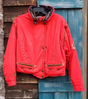 Obermeyer Wellington Womens Ski Coat Embroidered Vintage Red 6 - Image 1 of 4