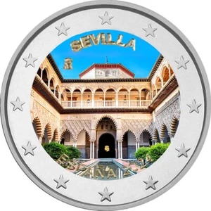 2 Euro Gedenkmünze Spanien 2024 Sevilla mit Farbe / coloriert / Farbmotiv - Bild 1 von 1