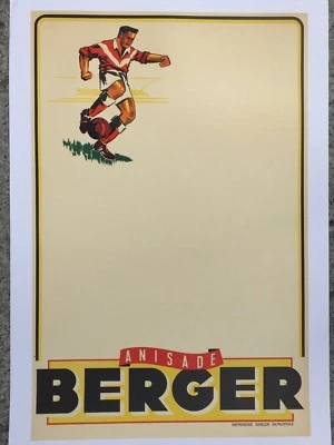 AFFICHE ANCIENNE LIQUEUR ANISADE BERGER SPORT FOOTBALL - Photo 1/4