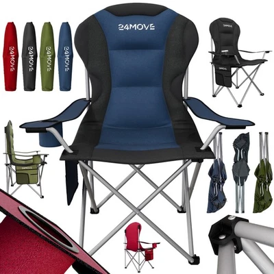 24MOVE® Campingstuhl Outdoor Klappstuhl Angelstuhl gepolstert Garten faltbar