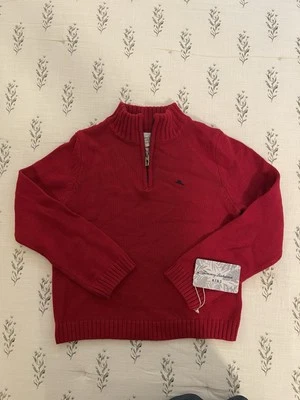 Tommy Bahama Kids New Boys S 5/6 Red Mock Neck 1/4 Zip Sweater 100% Cotton - Image 1 of 4