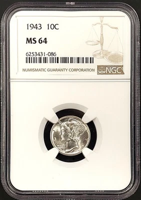 1943 Mercury Dime certified MS 64 by NGC! - Image 1 of 4