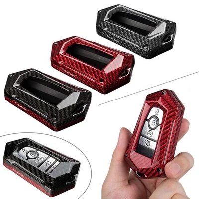Carbon Fiber Car Key Fob Case Fit Ford Fusion F-150 Mondeo Edge Ecosport Mustang - Image 1 of 4