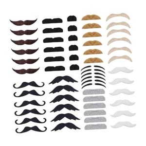 60 Stück selbstklebende Schnurrbart-Set, Bart für Karneval, Erwachsene, - Picture 1 of 5