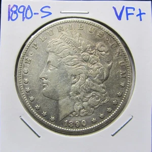 1890-S  MORGAN SILVER DOLLAR - LOOKS TO BE A NICE VF - Picture 1 of 2