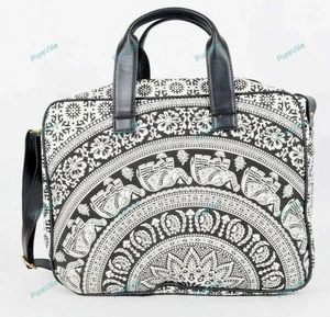 Professional Men's Leather Looking Mandala Laptop Bag Adjustable Shoulder Strap - Picture 1 of 8
