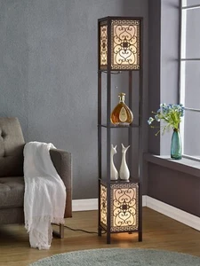 Artiva USA Infinity Heart Shelf Floor Lamp, 64", Expresso - Picture 1 of 2
