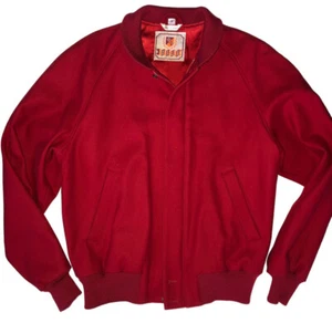 Baracuta G9 Wool Bomber Coat Jacket Mens 44/ MED Red Full Zip 904 Vintage - Picture 1 of 7