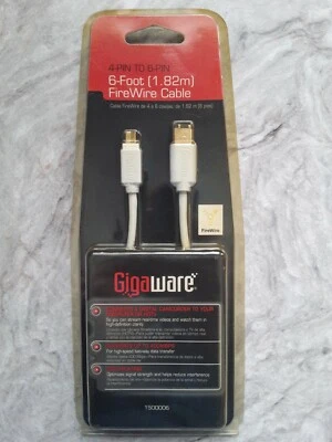 Gigaware 6 Foot(1.82m) FireWire Cable 4 PIN To 6 PIN 1500006 - Image 1 of 2