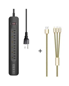 6USB 1.8M Power Strip Surge Protector 6 Outlets 6 Smart USB Charging Ports - Picture 1 of 5