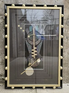 Post Modern Kinder Harris Wall Clock Black Gold Abstract Art Picture - Picture 1 of 9