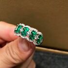 3 Ct Oval Cut Simulated Emerald Eternity Wedding Band Ring 14k White Gold Plated