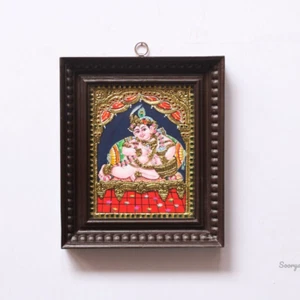 Baby Krishna Govinda Thanjavur/ Tanjore Painting Hindu Deity Home Decor Gift Art - Picture 1 of 4