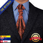 Mens Cravat Tie Brown Paisley Long Pre-Tied Ascot Luxury Tie Epoint C.B.Aq.K.020
