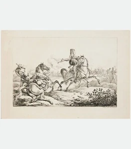 SELTENE Carle Vernet Lithographie Lithographie der napoleonischen Ära ""Husar tötet einen Cui - Bild 1 von 7