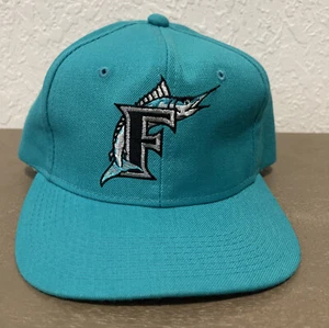 Cappello snapback vintage anni 90 MLB Florida Marlins Sports Specialties logo tinta unita verde acqua - Foto 1 di 6
