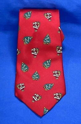 JOHN HENRY 超红 100% 真丝圣诞树圣诞老人节日领带 — 第 1/3 张图片