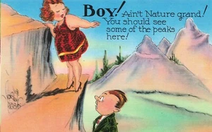 "Boy! Ain't Nature Grand!" Vintage Linen Humor PC - Picture 1 of 2