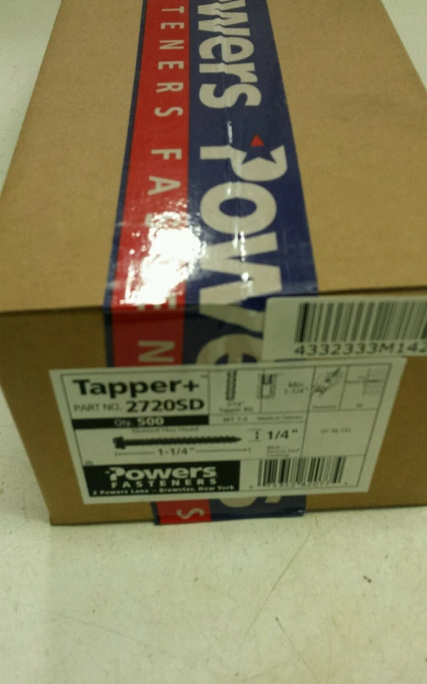 POWERS FIXERS TAPPER+ TAPCON ÂNCORA DE CONCRETO 1-1/4 X1/4 HEX 500 peças caixa - Imagem 1 de 1