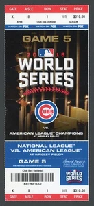 2016 World Series Spiel 5 vollständiges Ticket Wrigley Field Chicago Cubs Cleveland Indianer - Bild 1 von 2