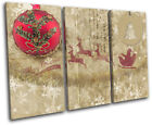 Bauble Santa Noel Christmas Treble Canvas Wall Art Picture Print
