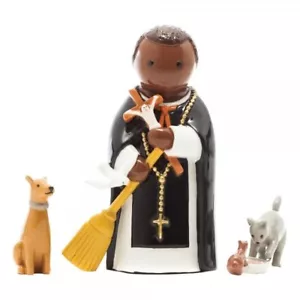 Juego de 3" San Martín de Porres con Animales/3 Estatuillas Pequeñas Gotas de Agua - Imagen 1 de 2