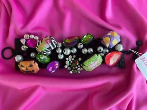 Betsey Johnson Punk N Spice Halloween Trick Or Treat Candy NUT Black Bracelet - Picture 1 of 5