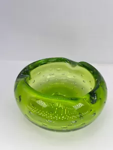 Cenicero de cristal de Murano 6 X 3 Italia verde burbuja controlada de vidrio - Imagen 1 de 8