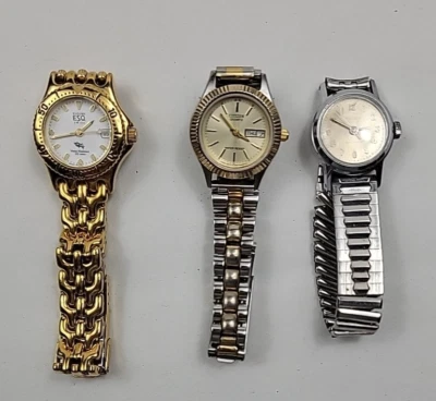 复古 3 手表 批量 ESQ Esquire Swiss, Citizen Quartz, Timex 防水 — 第 1/4 张图片
